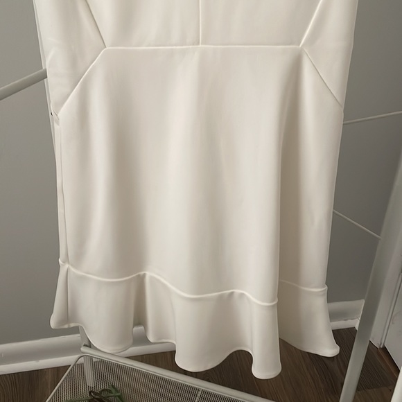 Express White Ruffle Fit and Flare Dress - Picture 4 of 6